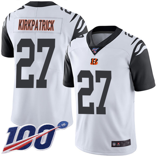 Cincinnati Bengals Limited White Men Dre Kirkpatrick Jersey NFL Footballl 27 100th Season Rush Vapor Untouchable